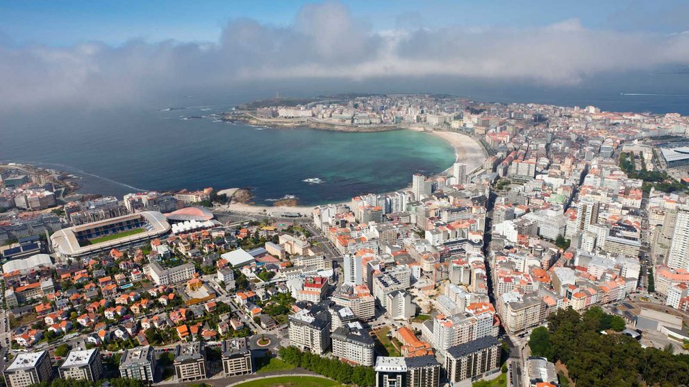 Vista área da Coruña.