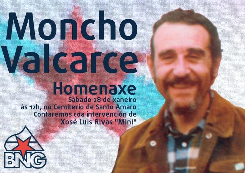 Cartel da homenaxe a Moncho Valcarce neste 2017