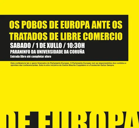 Portada do programa da xornada "Os pobos de europa ante os tratados de libre comercio"