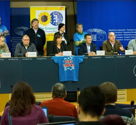 Francisco Jorquera, durante a rolda de prensa desta ma&ntilde;&aacute; en Bruxelas. Foto Delmi &Aacute;lvarez