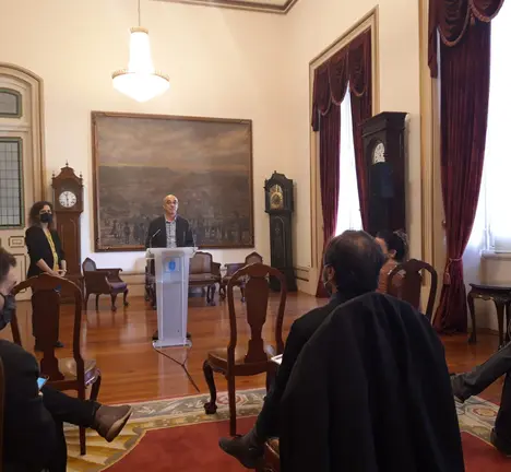 Francisco Jorquera e Avia Veira. Rolda de prensa Consorcio do Porto. 10 de novembro de 2020.