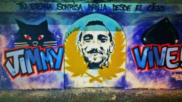 Mural de homenaxe a Jimmy no pé da torre de Maratón