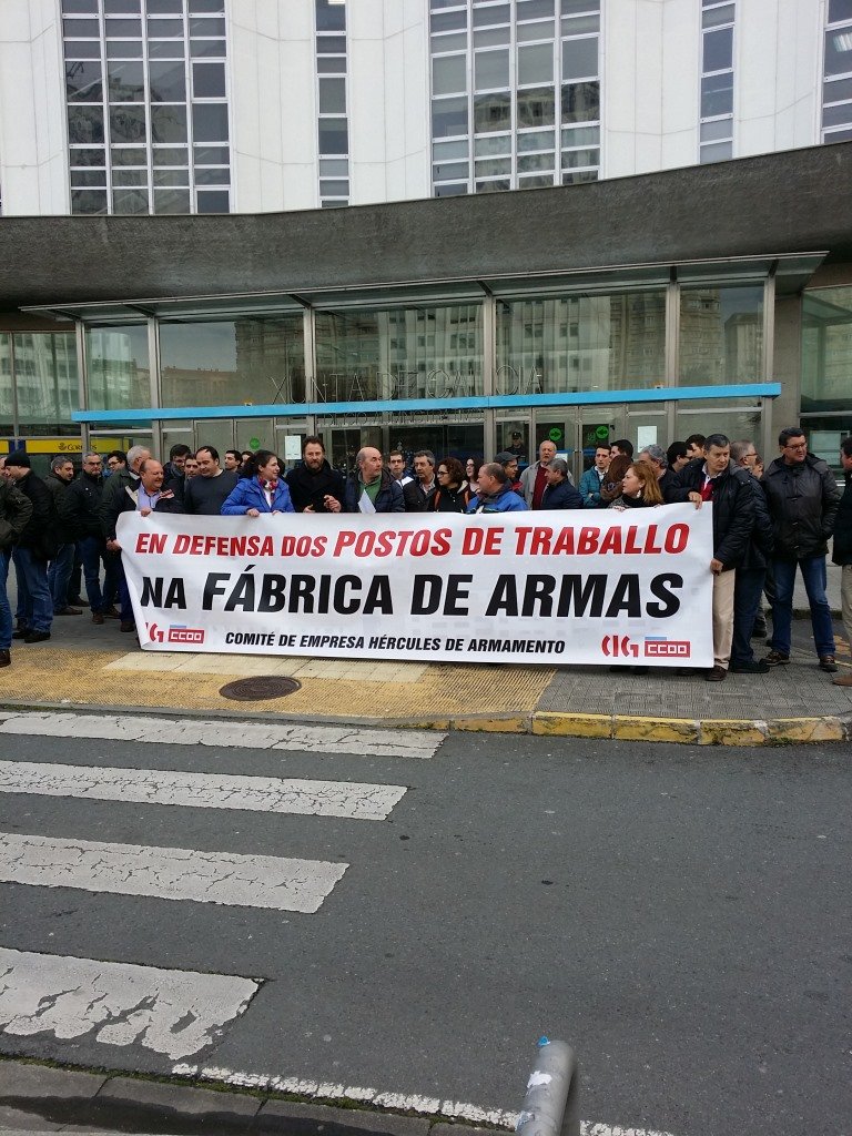 Momento da concentración das traballadoras e traballadores de Hércules de Armamento