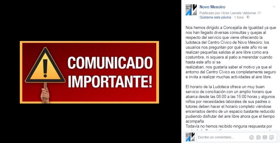 Capturas de pantalla das queixas formuladas pola entidade veciñal