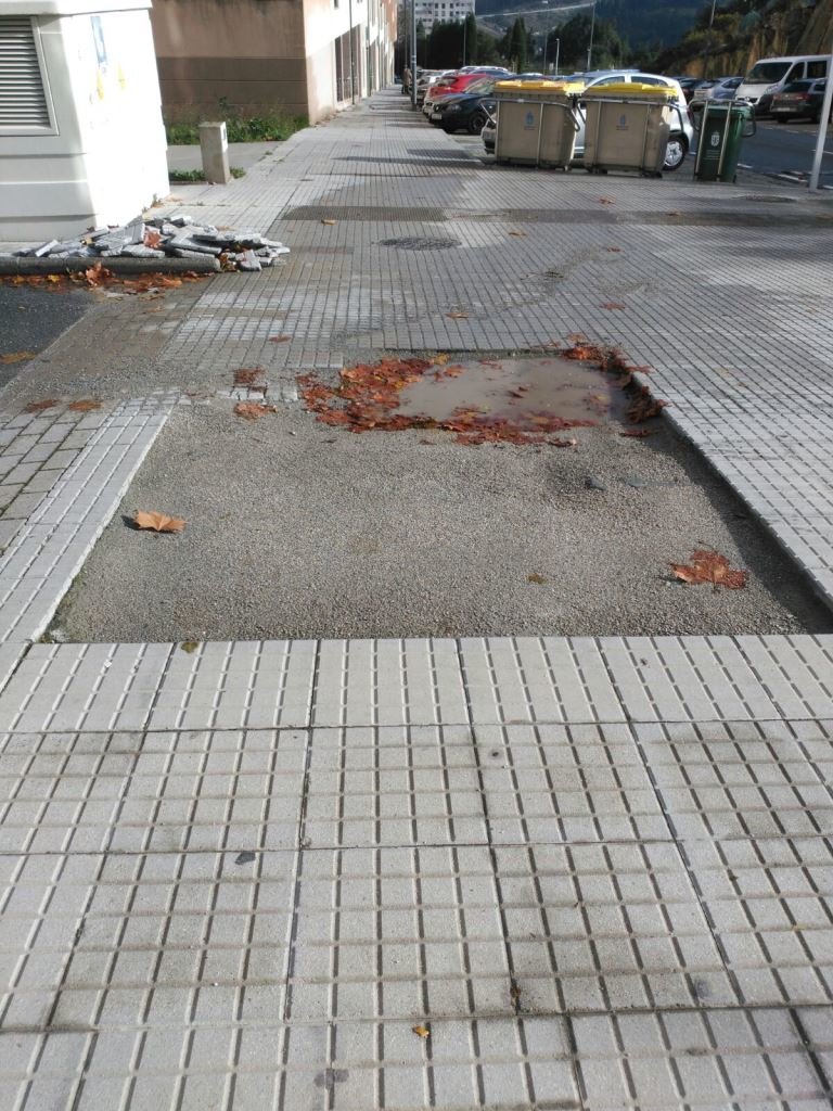 Tramo completo na rúa Fragas do Eume onde falta o lousado.
