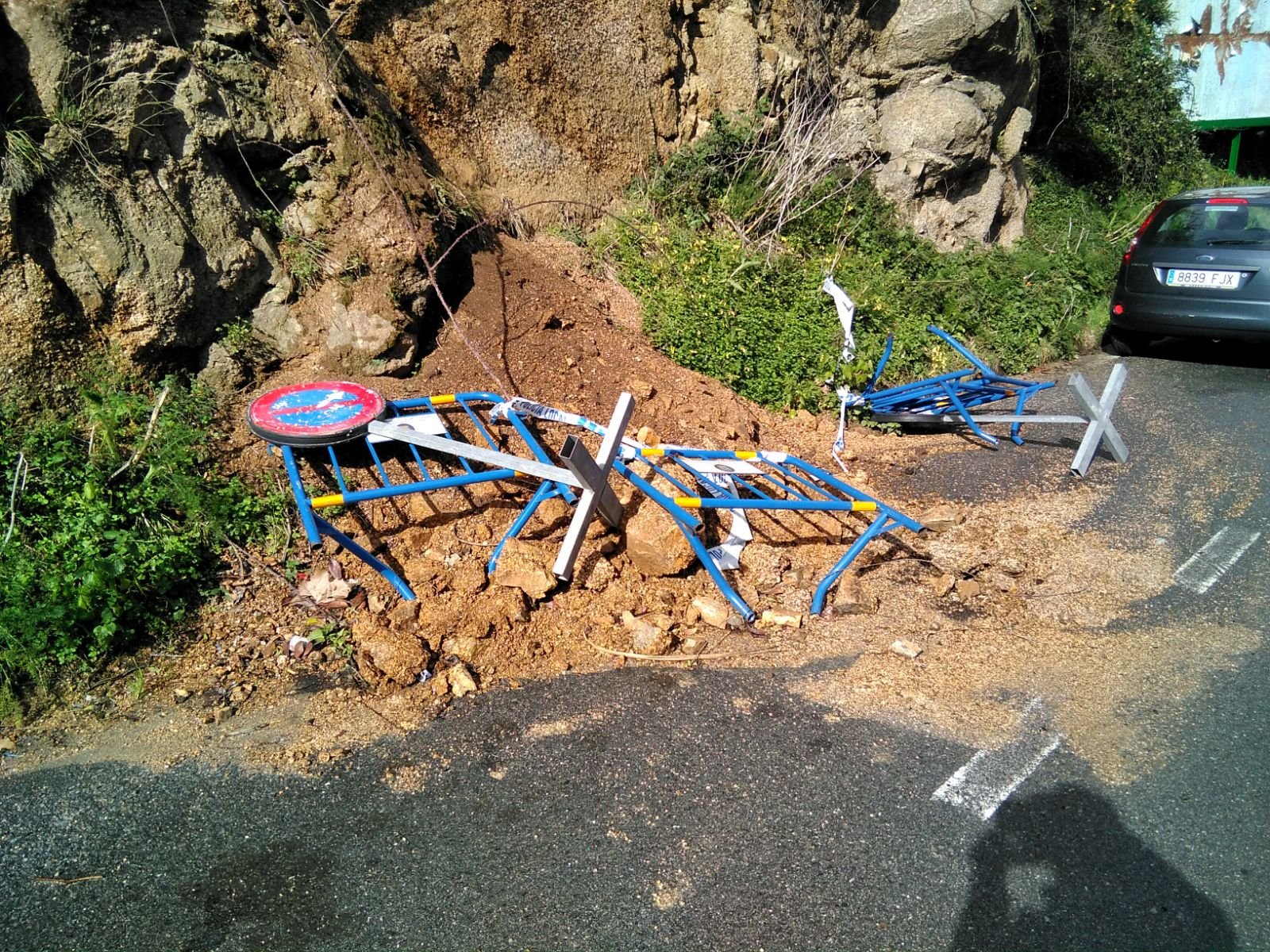 Situación actual dos elementos de seguridade colocadon na zona do desprendemento