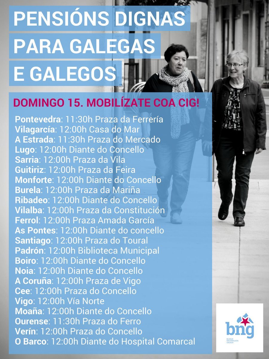 Pensións dignas para galegos e galegas