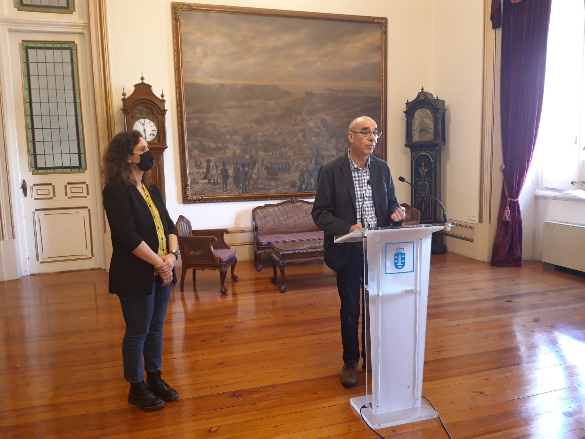 Avia Veira e Francisco Jorquera. Rolda de prensa Consorcio do Porto. 10 de novembro de 2020.