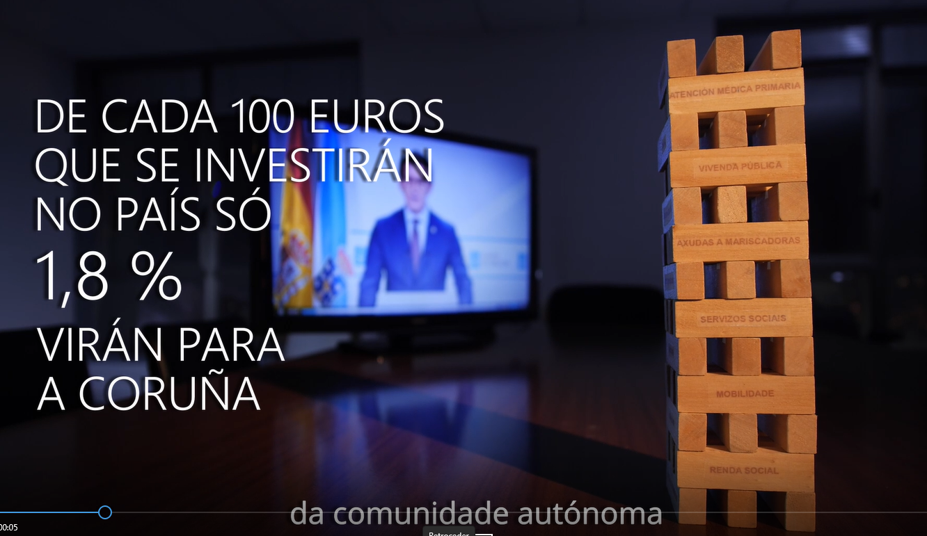 Pantallazo do vídeo sobre os orzamentos da Xunta 2021 en relación á Coruña.